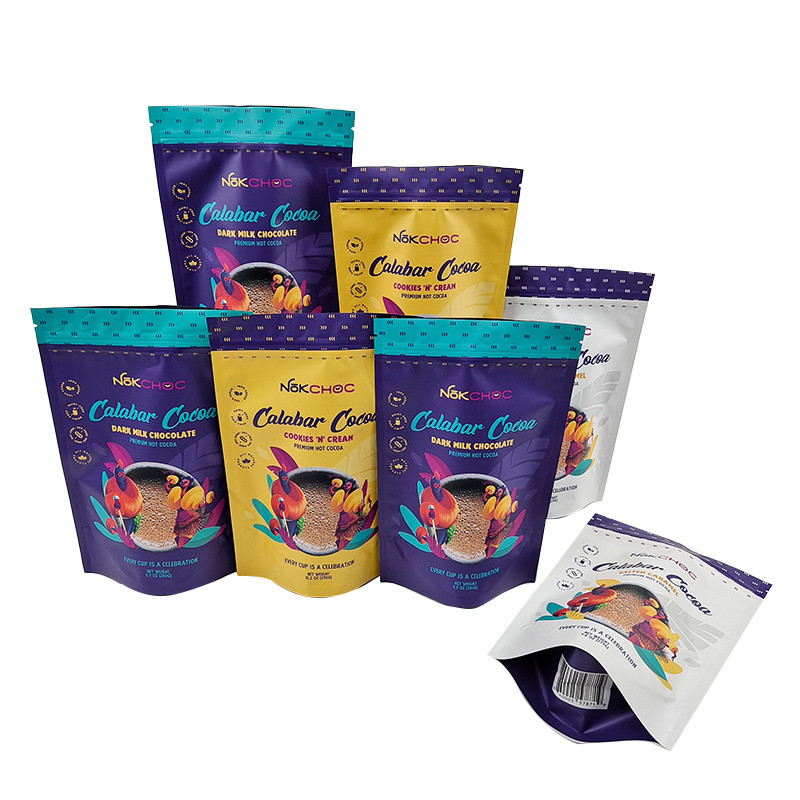 Подгонянная съестная упаковка стоит вверх по сумке мешка с доказательством запаха молнии