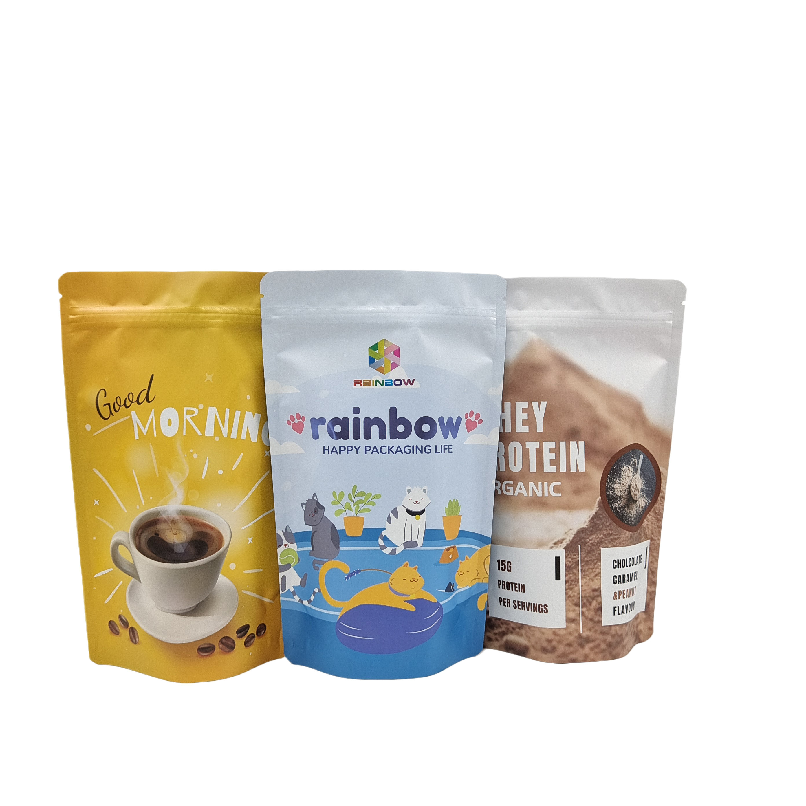 Съедобная молния алюминиевой фольги пластиковой упаковки стоит вверх сумки для порошка протеина печенья закуски