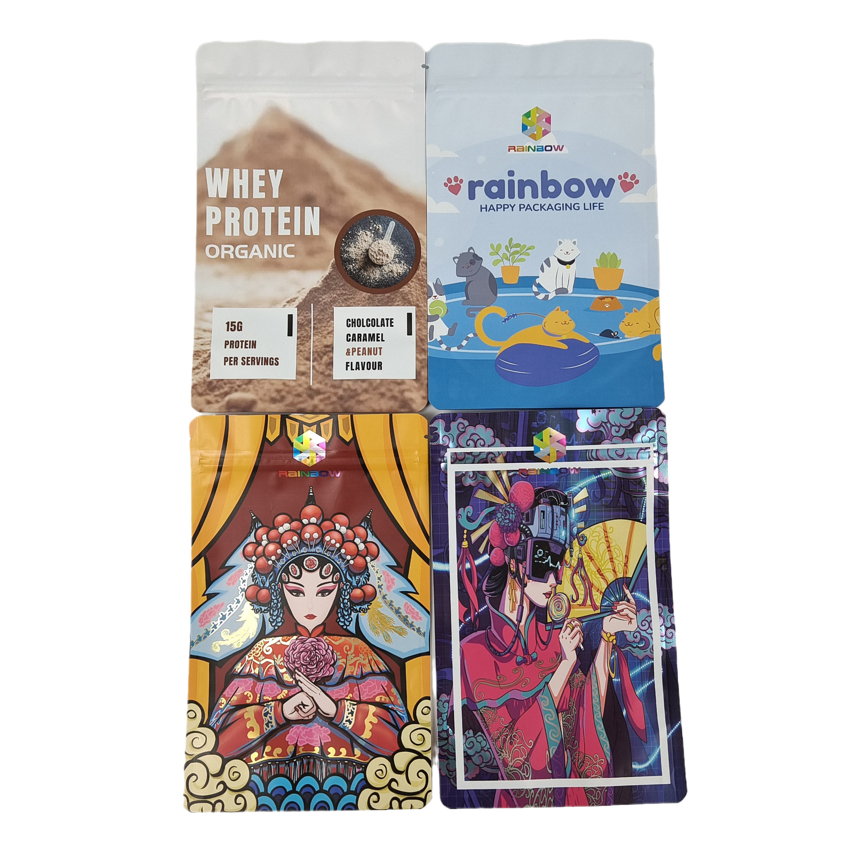 Пищевая упаковка Изготовленная на заказ матовая алюминиевая фольга Съедобная майларовая закуска Сумки с застежкой-молнией