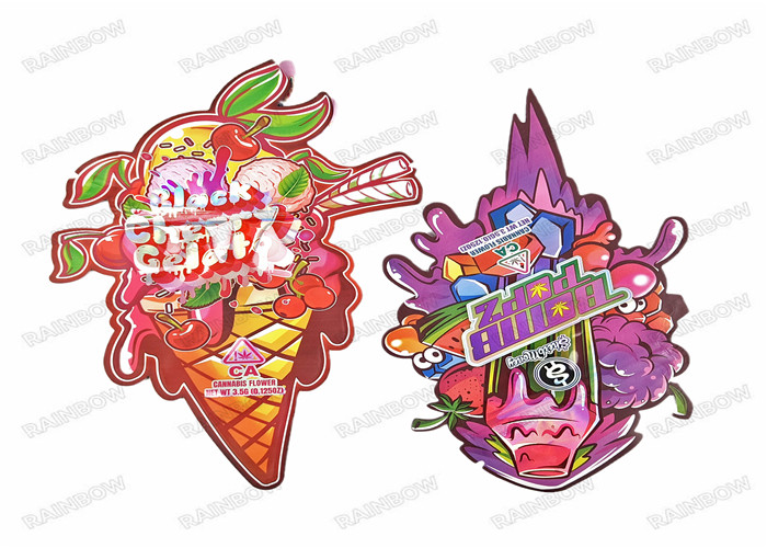 плашка Mylar качества еды 3.5g изготовленная на заказ отрезала неправильную форму Childproof Mylar упаковывая с молнией