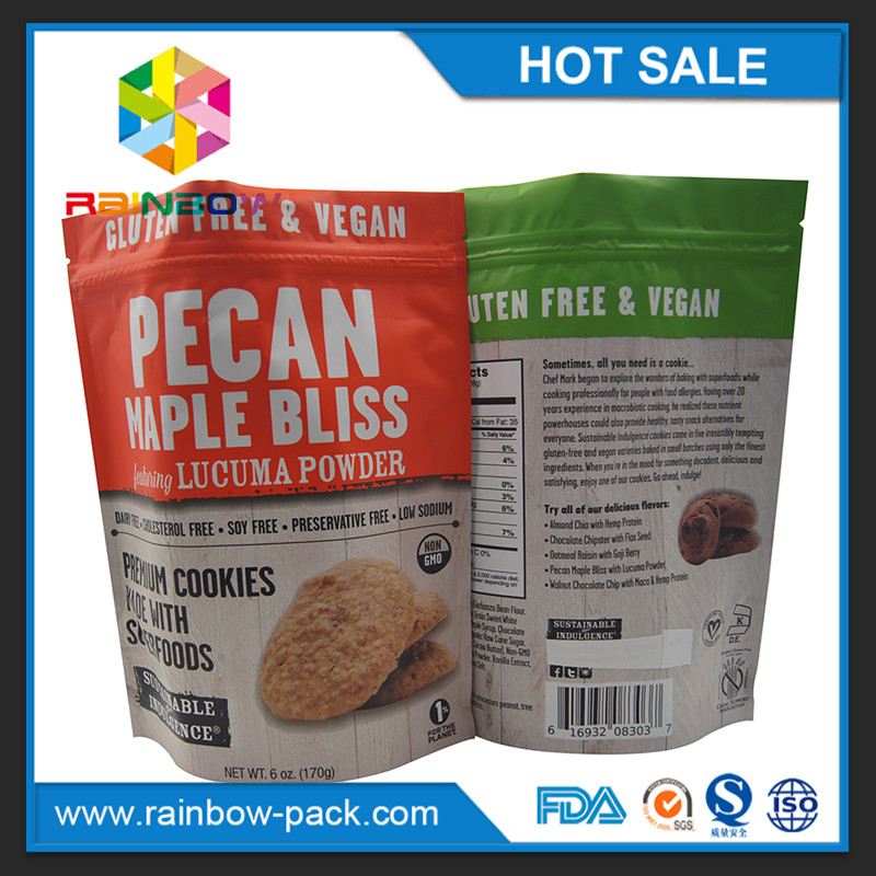 упаковка алюминиевой фольги обломоков сумок обломока алюминиевой фольги стоит вверх зиплок печенья 250г упаковывая мешок