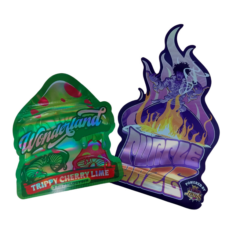 Специально напечатанный матовый мягкий пакет для прикосновения 3,5 г. Mylar Bags Digital Printed Holographic Die Cut Mylar ZiplockBag