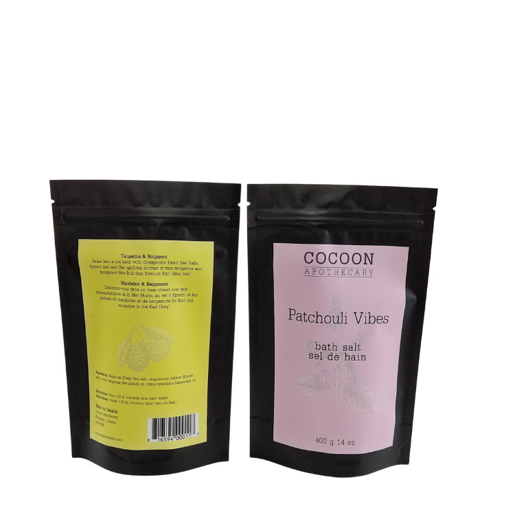 Напечатанный на заказ Алюминиевая фольга Ванна Соляные Специи Кофе Пищевая упаковка Zip Lock Стоять вверх Сумка Пластиковые мешки Mylar для мыла