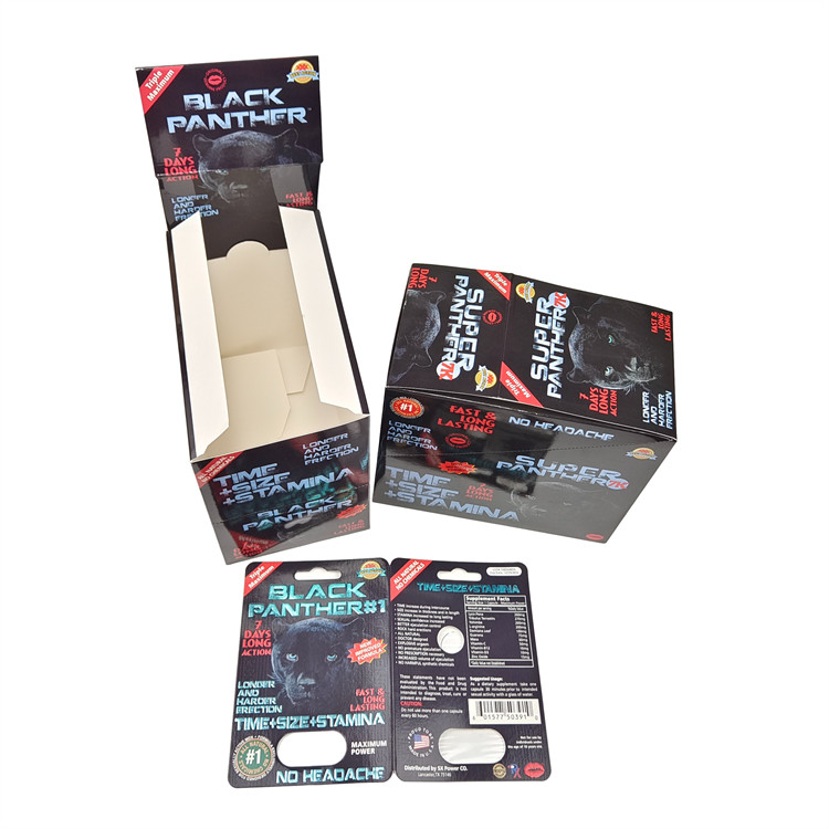 Оптовая продажа Мед носорога Напечатанный золотой секрет Чудо Мед 3D бумажная карточка дисплейная коробка медовые пакеты упаковка