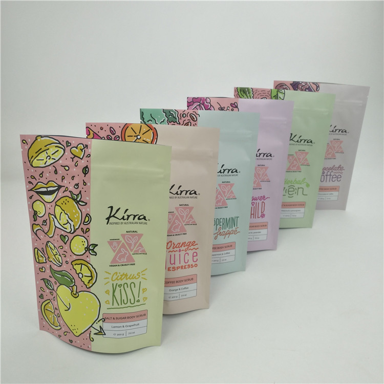 Перерабатываемый цип-блокировка Стоять вверх мешок для очистки тела косметические средства для ванны соль пластиковый пакет упаковки