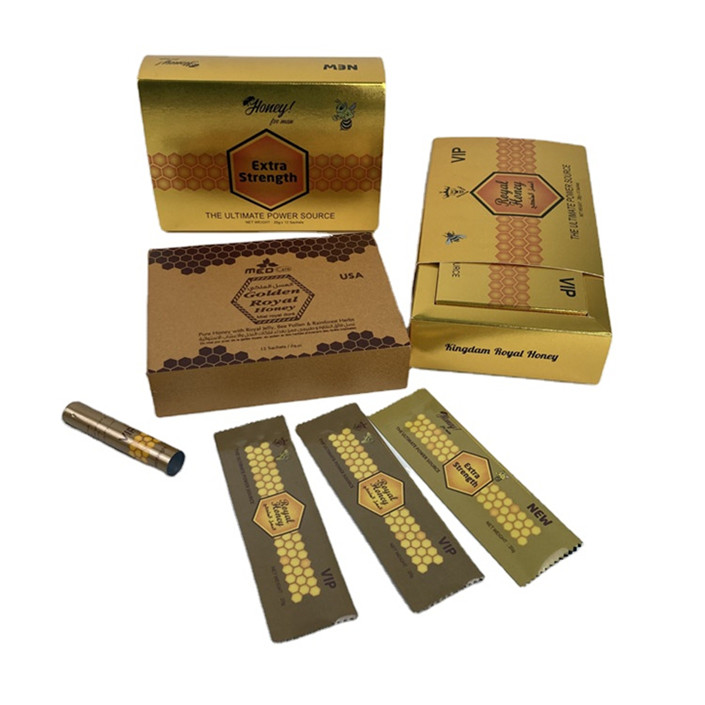 Напечатанная по заказу в золоте, медь Vital Vip, упаковка, мешочки, цветы, королевский мед HMF, медь Vip для него.