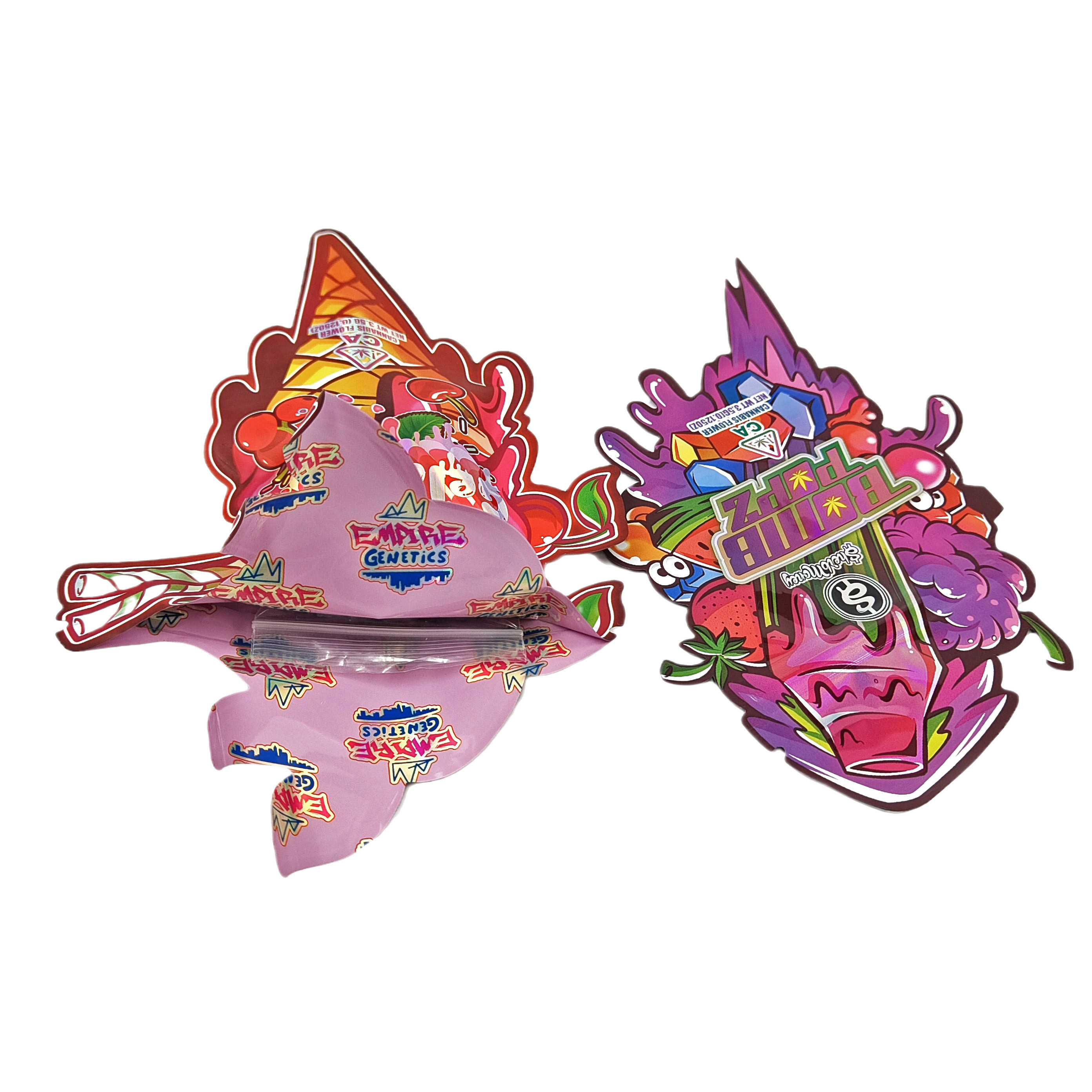 Пластмассовый дизайн специальной формы упаковки печатная голограммная фольга конфеты детские доказательства Mylar резки мешки