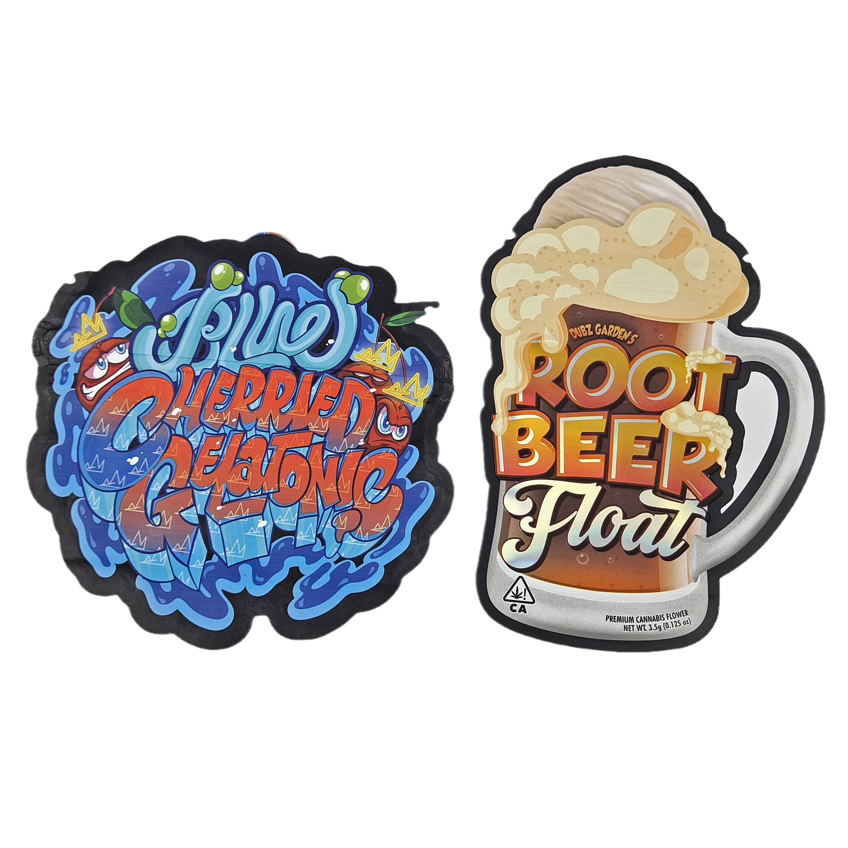 Упаковка из пластика с резьбой на заказ Нерегулярная специальная форма Детская упаковка Mylar с резьбой 3,5 г Пищевая форма Custom Mylar