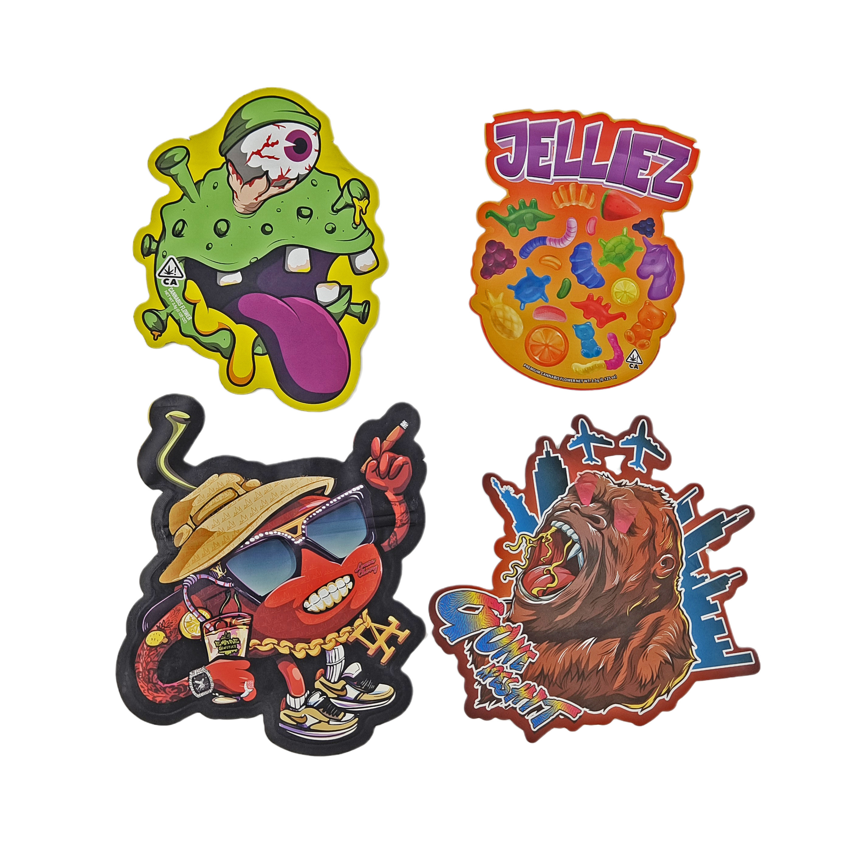 Напечатанные по заказу 3,5 грамм печенье сладости закуска специальная форма Ziplock пластиковые пакеты с запахоустойчивым резкой Mylar пакеты