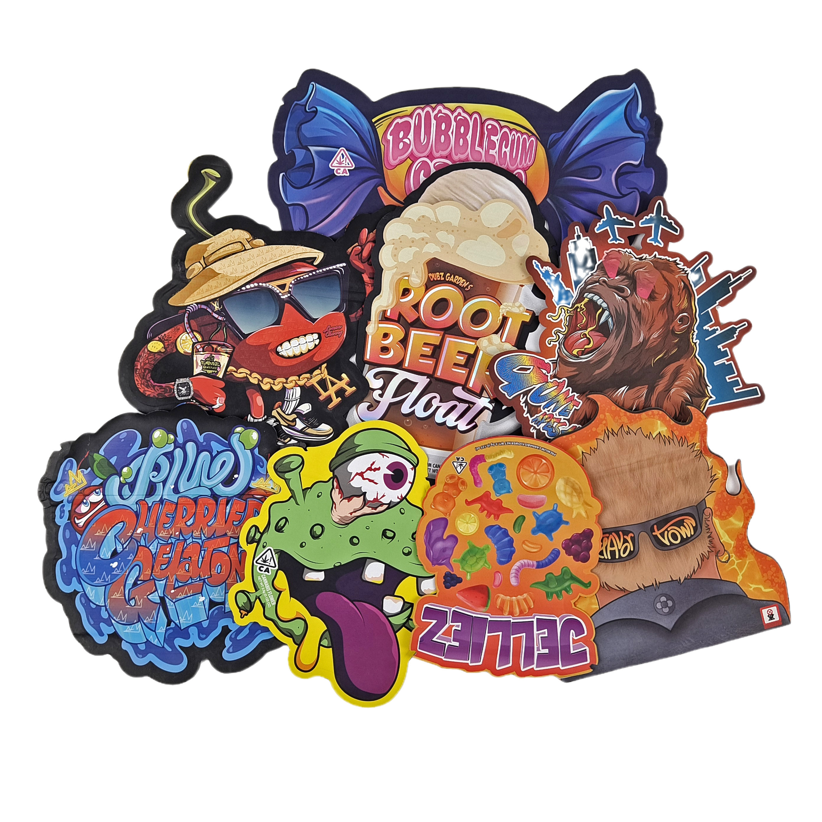 3.5g 7g 14g Специальная форма Plasci упаковочный пакет Голограммный запахоустойчивый пластиковый резка на заказ закуска печенье закуска мешки