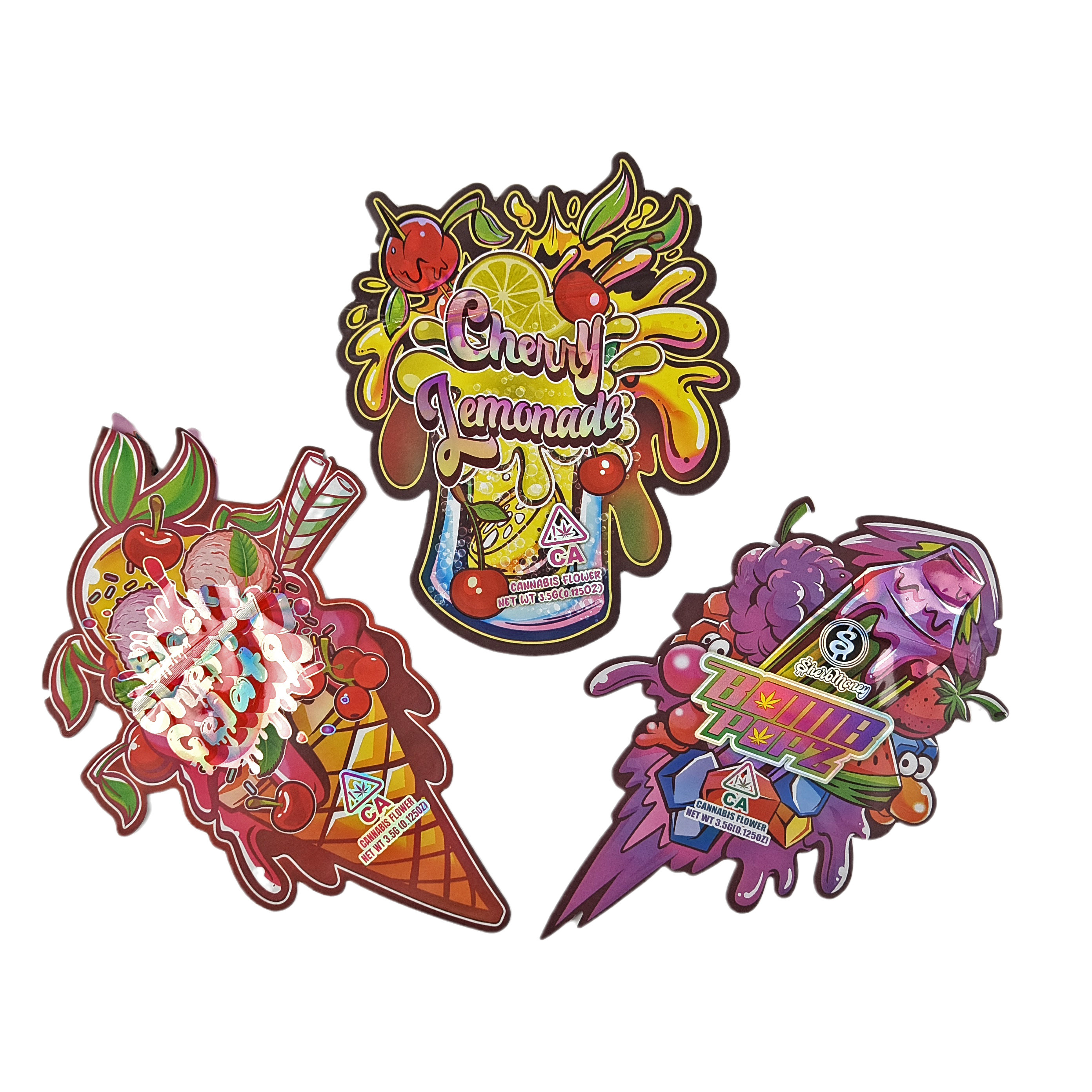 Оптовая торговля 3,5г Заказные мешки с резкой резьбой для упаковки продуктов питания