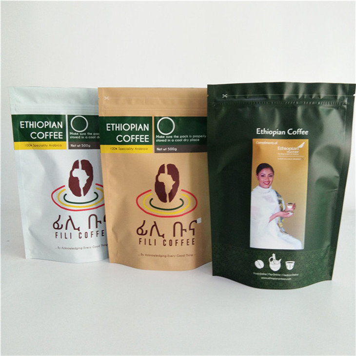 Экологически чистый бумажная упаковка гибкая Kraft Coffee Ziplock Stand Up Pouch Bag для 250 г 500 г и 1 кг