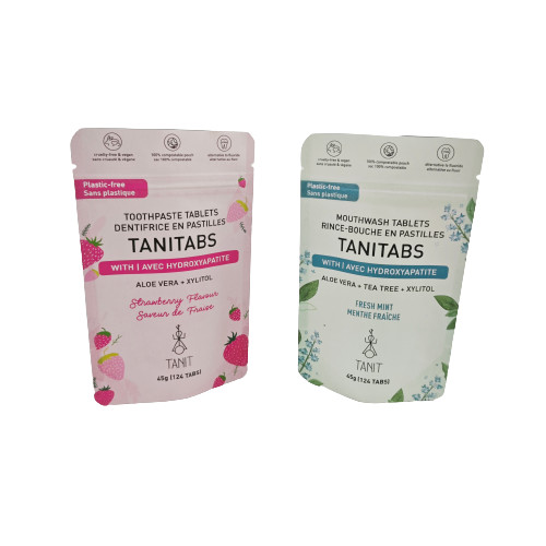 Экологически чистый компостируемый Kraft Pouch с перекрываемым ципом для косметической упаковки с порошком