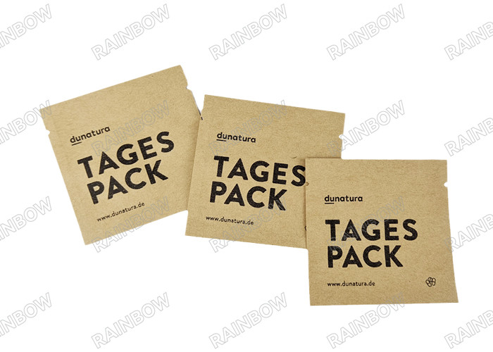 На заказ биоразлагаемый пустой чайный мешок с тремя боковыми тепловыми уплотнениями Чайная кофейная упаковка Kraft Paper Tablet Packaging Bag