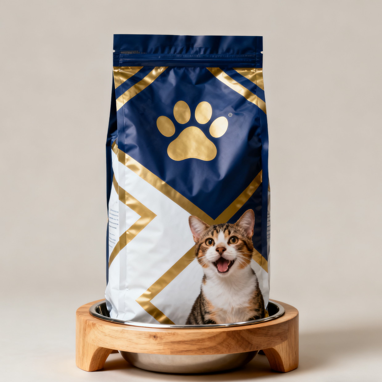 Индивидуальные биоразлагаемые пакеты для корма для животных из майлара с боковой складкой, для корма для собак и кошек, пакеты с молнией и клапаном