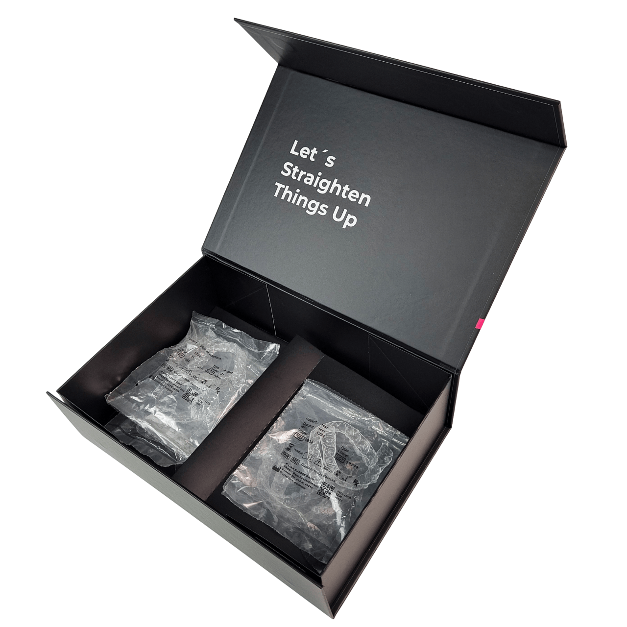 Коробка для упаковки индивидуальных элайнеров для зубов с магнитным замком, толщина 350 г и настраиваемый дизайн для зубных элайнеров