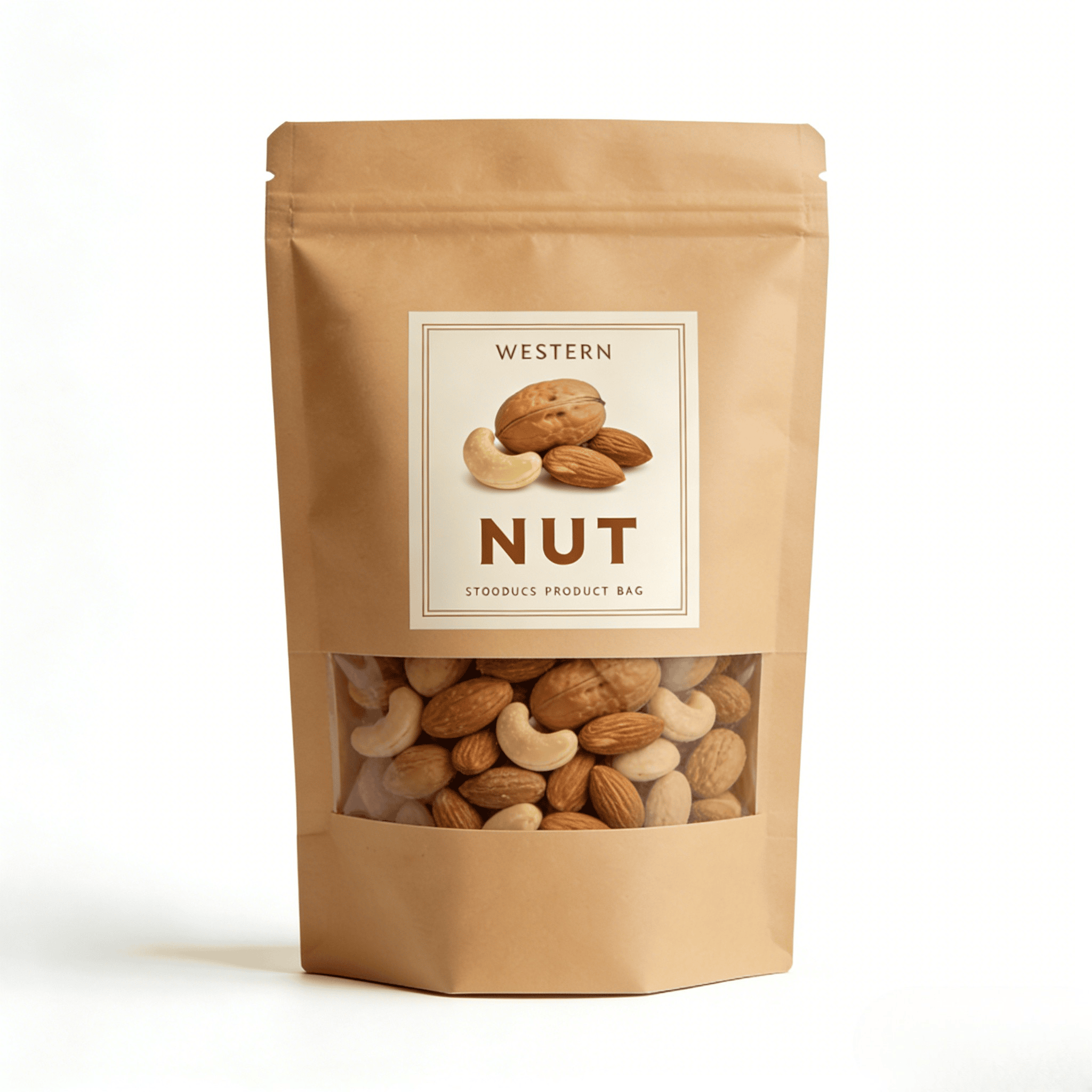 Настройка цифровой печати Kraft Paper Тепловая печать Стоящий пакет с окном для пищи и закусок для домашних животных