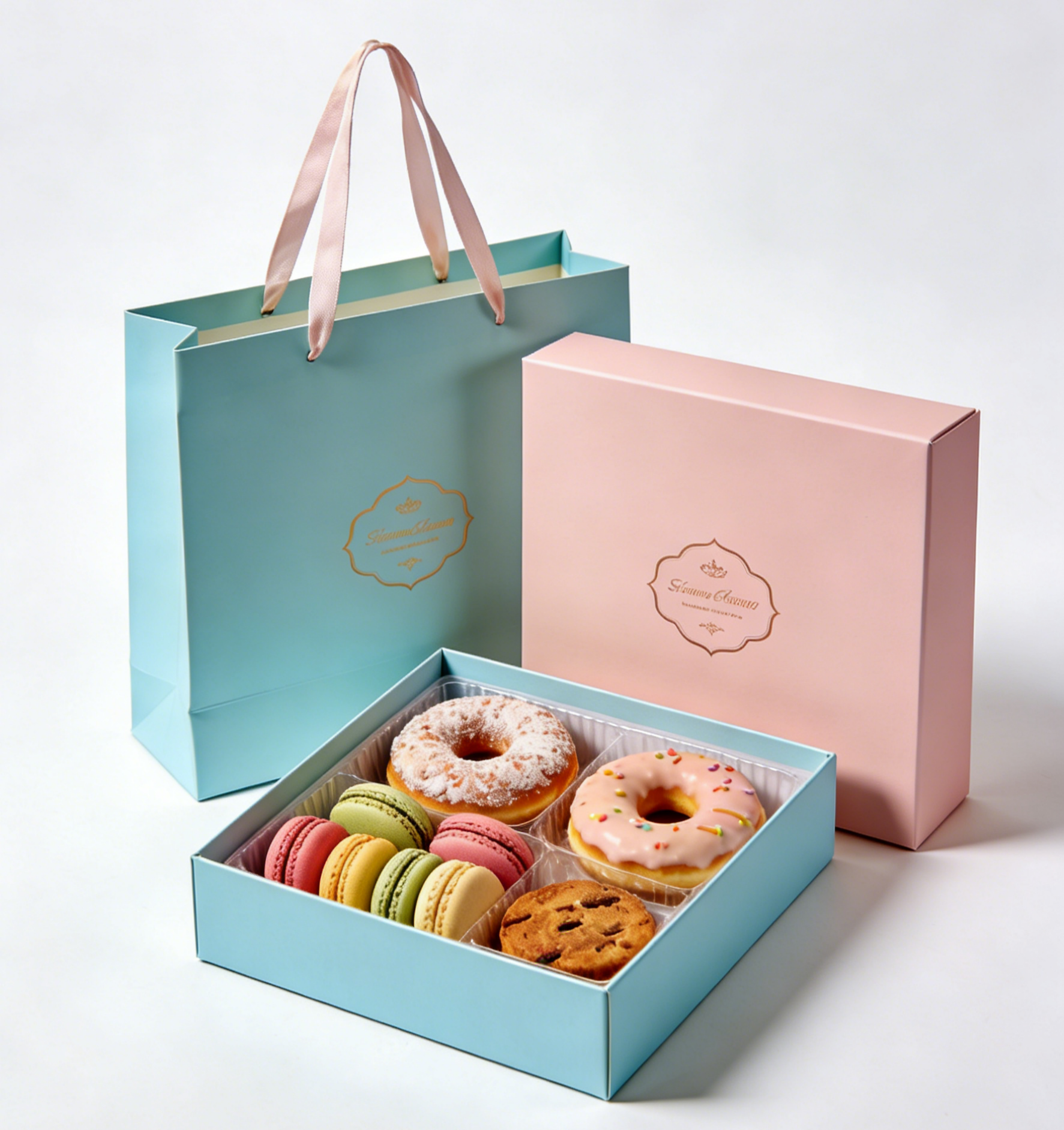 Складная коробка для пирога Суши Макаронные десерты Пекарня Подарочная коробка с бумажным пакетом