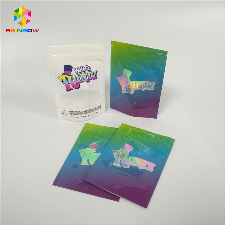 Сумка закуски лазера Холограм упаковывая Чильдпрооф мешок окна замка застежка-молнии для косметик