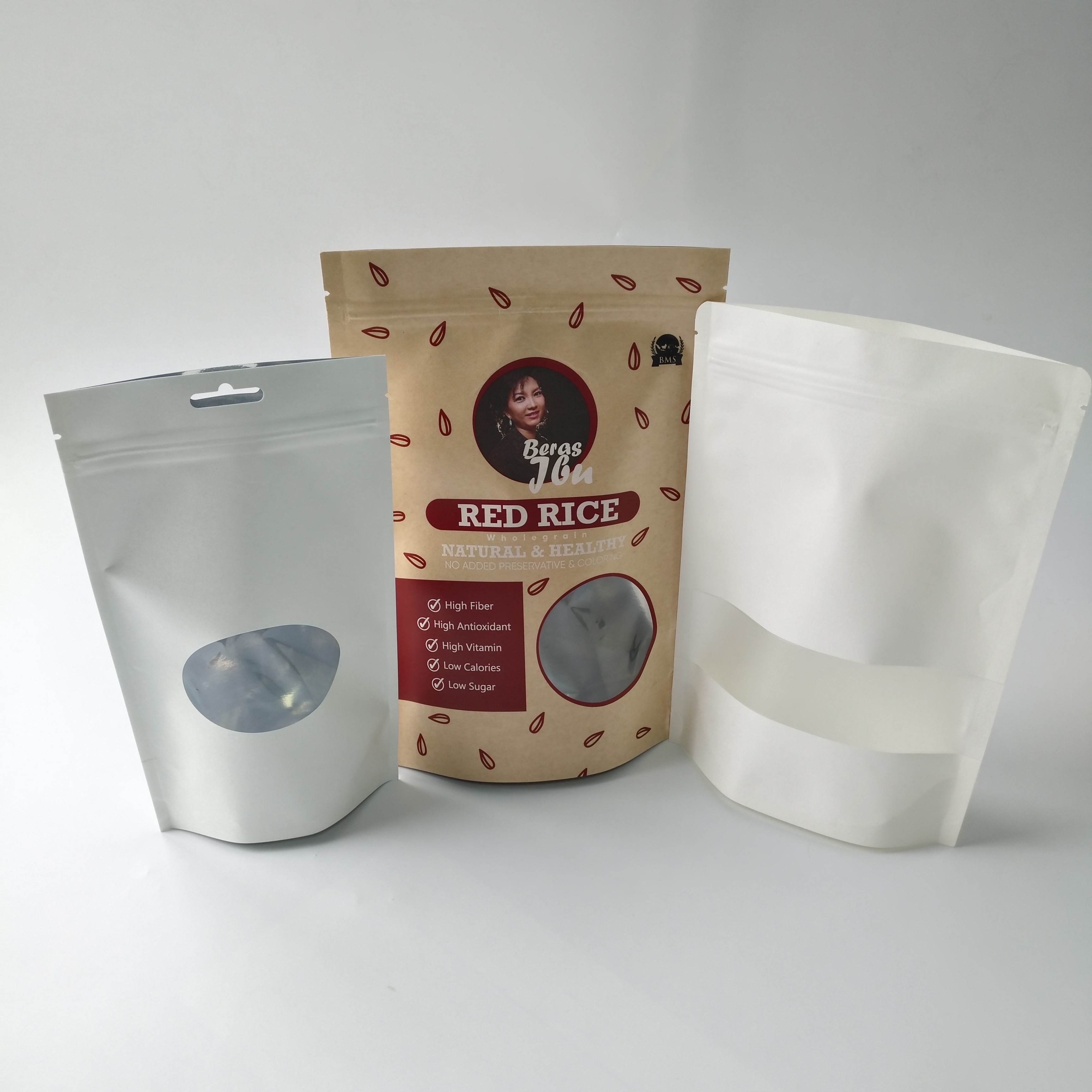 Стойте вверх качество еды бумажной коробки мешков упаковывая с ясным прямоугольным/овальным окном