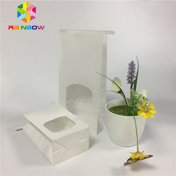 Жиронепроницаемая сумка закуски упаковывая простую сумку окна ясности белой бумаги с связью олова