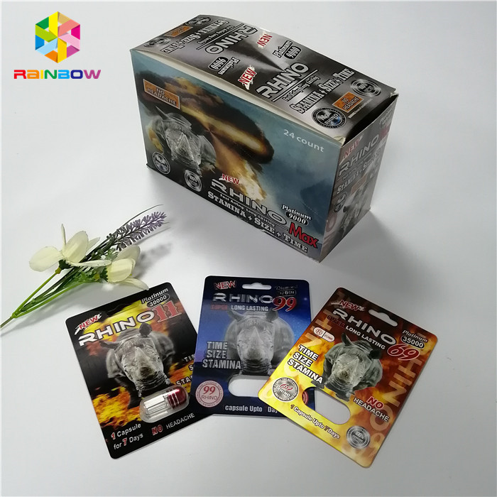 Мужские таблетки секса повышения Блистер коробка карты 3д капсулы носорога 69 карты упаковывая пластиковая