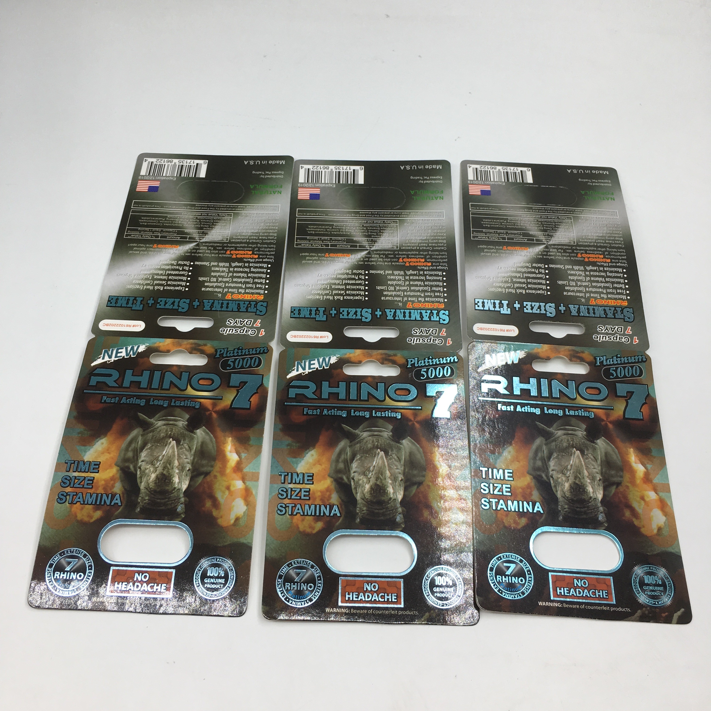 Носорог 7 карта волдыря 5000 капсул упаковывая бумажную мужскую сексуальную коробку дисплея таблеток 3Д