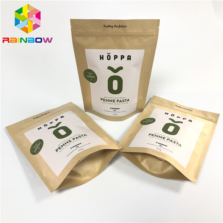Изготовленная на заказ напечатанная стойка бумажных мешков Брауна kraft resealable вверх по мешку ziplock бумаги упаковывая