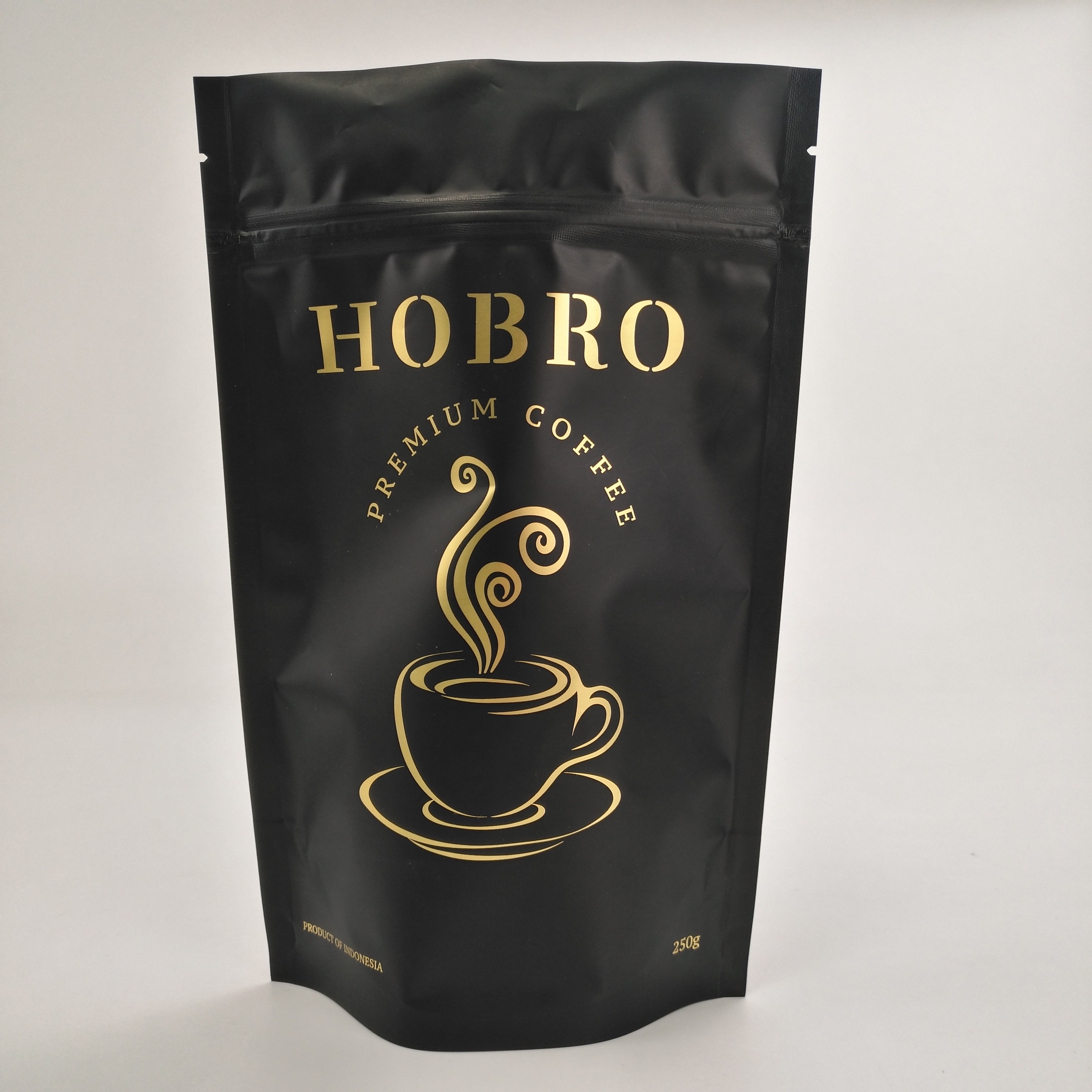 Стойка вверх по сумкам кофейного зерна сумки кофе замка застежка-молнии алюминиевой фольги Matt черным прокатанным упаковывая упаковывая с клапаном