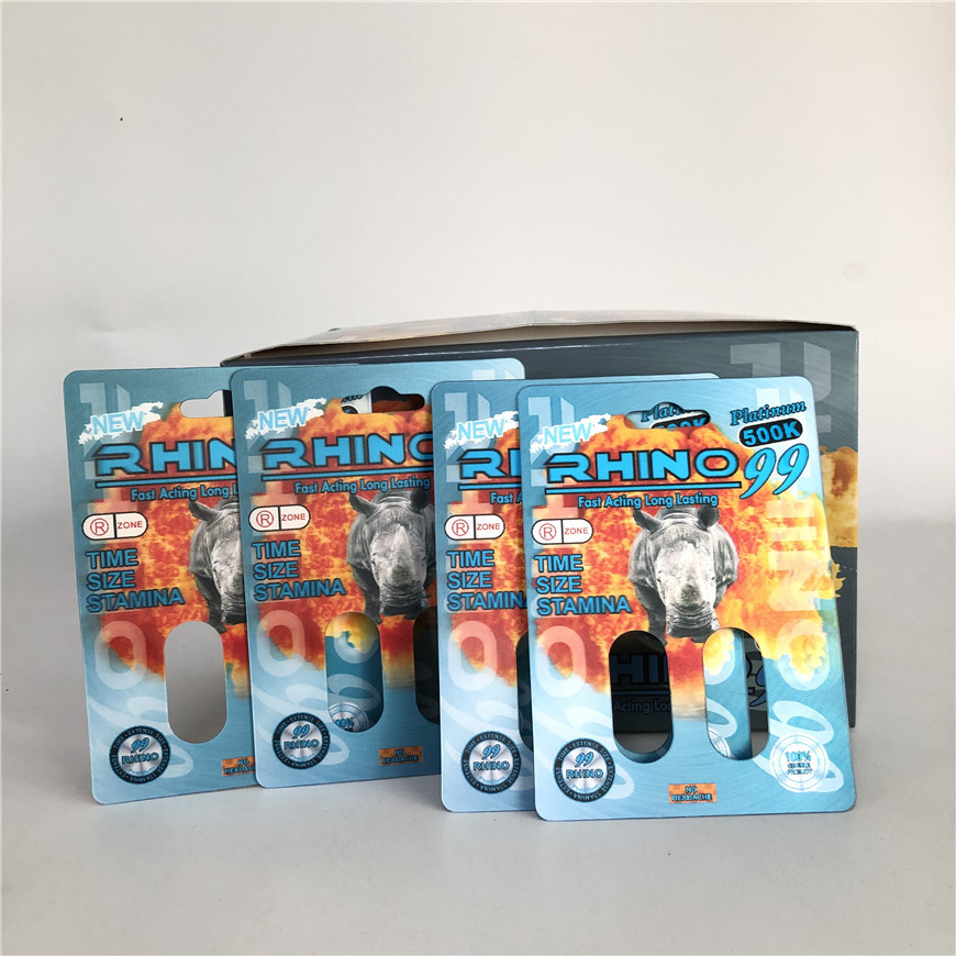 Носорог 99 карт носорога отверстия 3D двойника 500k для мужской таблетки повышения