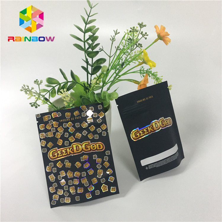 Пластиковая стойка таможни Mylar Ziplock вверх по штейну черноты мешков 150mg