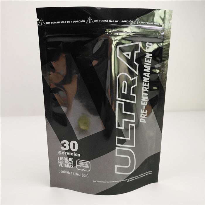 Логотип Mylar лоснистой черной алюминиевой фольги пластиковый стоя подгонянный мешком