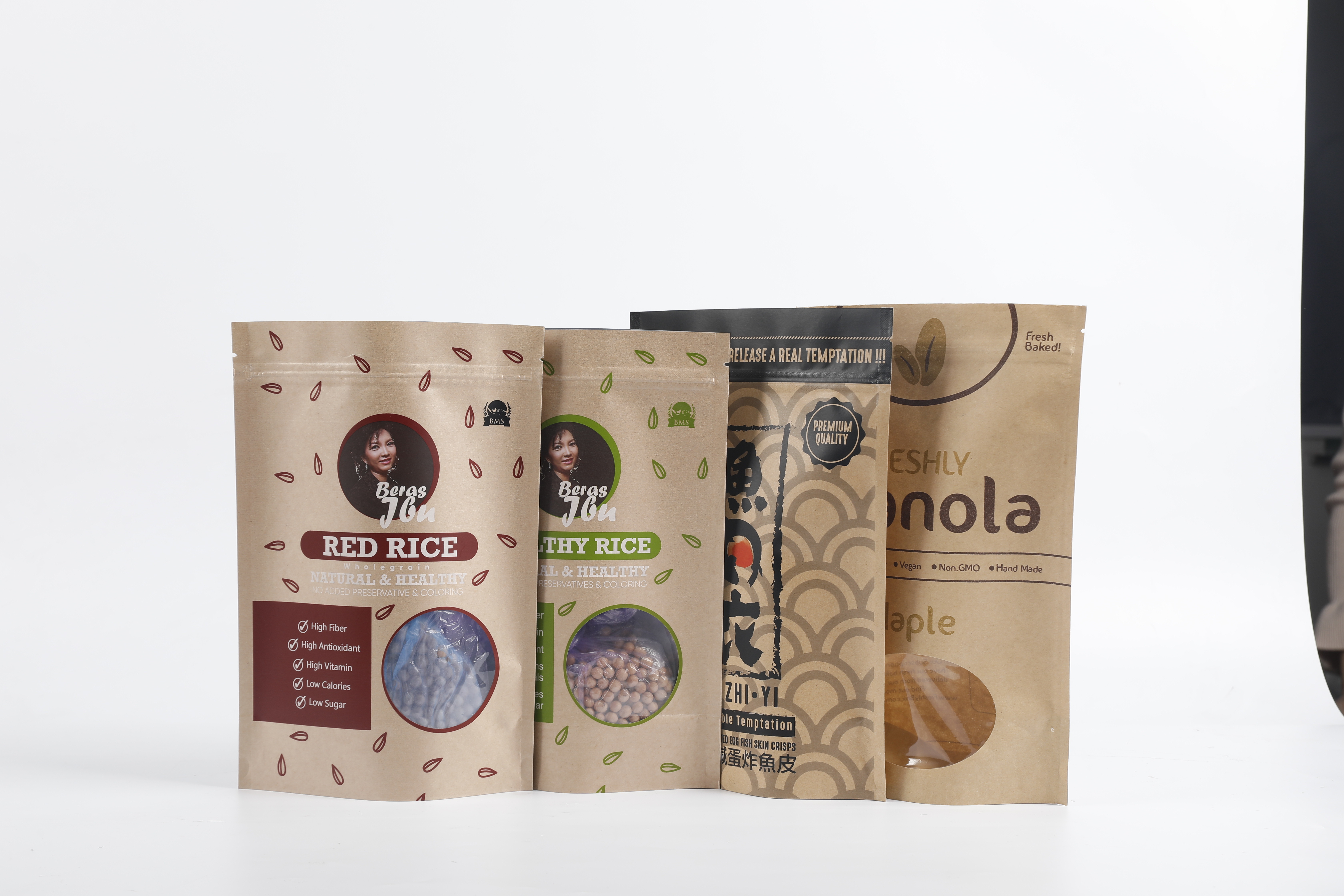 Изготовленный на заказ Biodegradable мешок молнии PLA Kraft бумажный стоит вверх упаковка еды чая