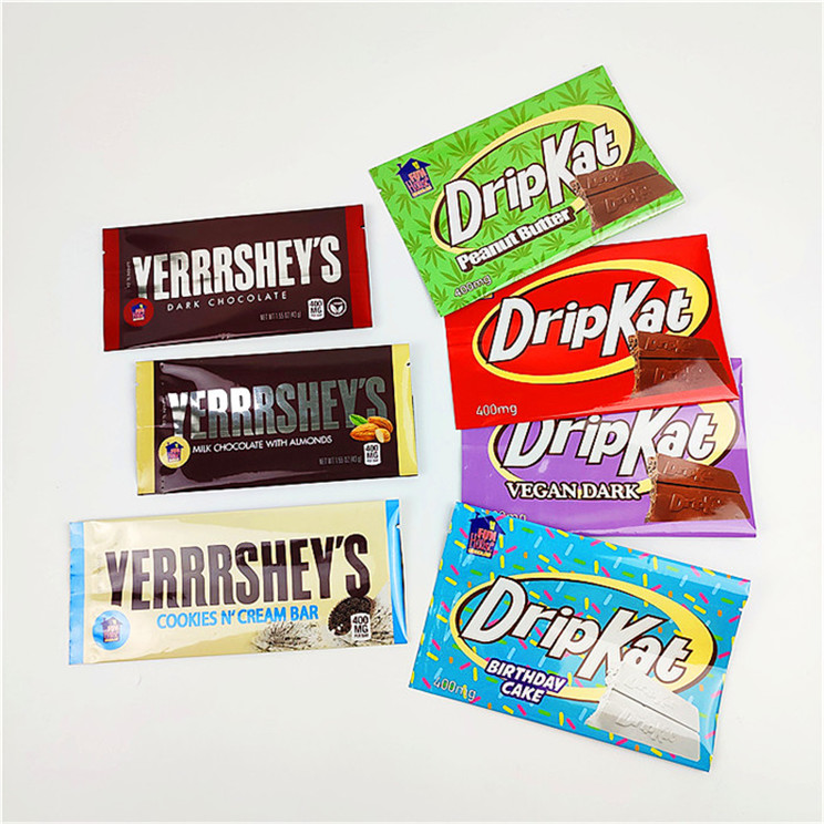 Изготовленная на заказ напечатанная сумка закуски Mylar Edibles упаковывая для шоколадного батончика 400mg