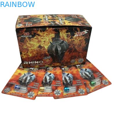 Оптовая продажа заказных капсул для улучшения потенции Rhino 100k 150k 200k, лекарство, 3D-упаковочная карта с бумажной демонстрационной коробкой