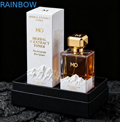 Косметическая упаковочная коробка с золотым штампом и рельефным покрытием для парфюмерии